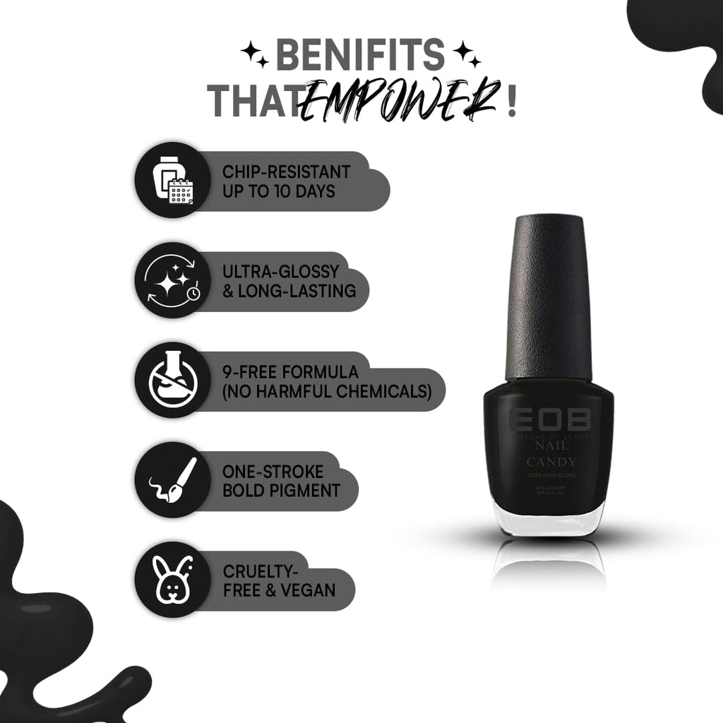 EOB Nail Candy Onyx – Glossy Black Nail Lacquer