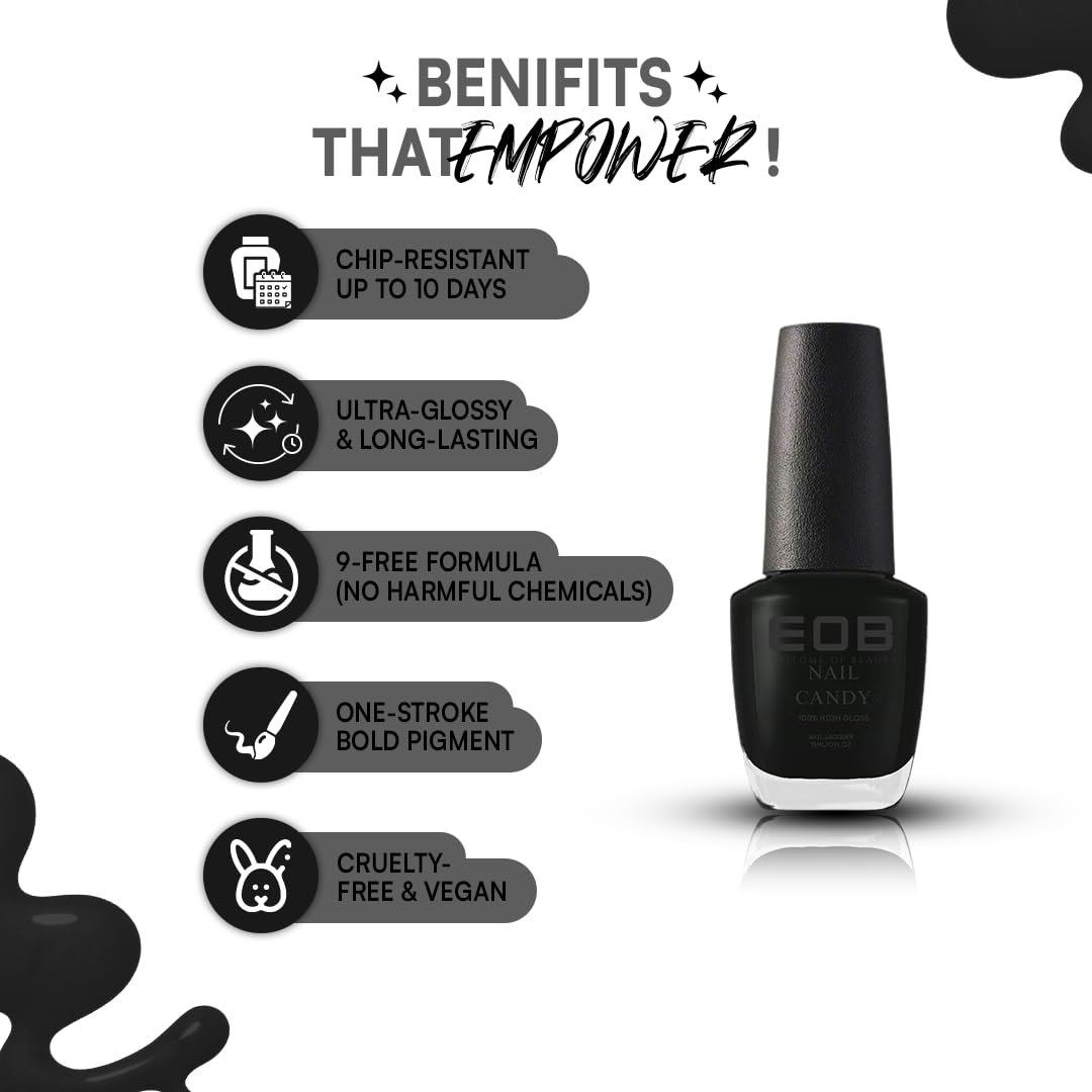 EOB Nail Candy Onyx – Glossy Black Nail Lacquer