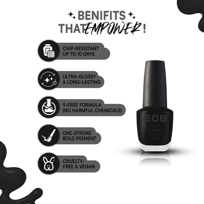 EOB Nail Candy Onyx – Glossy Black Nail Lacquer