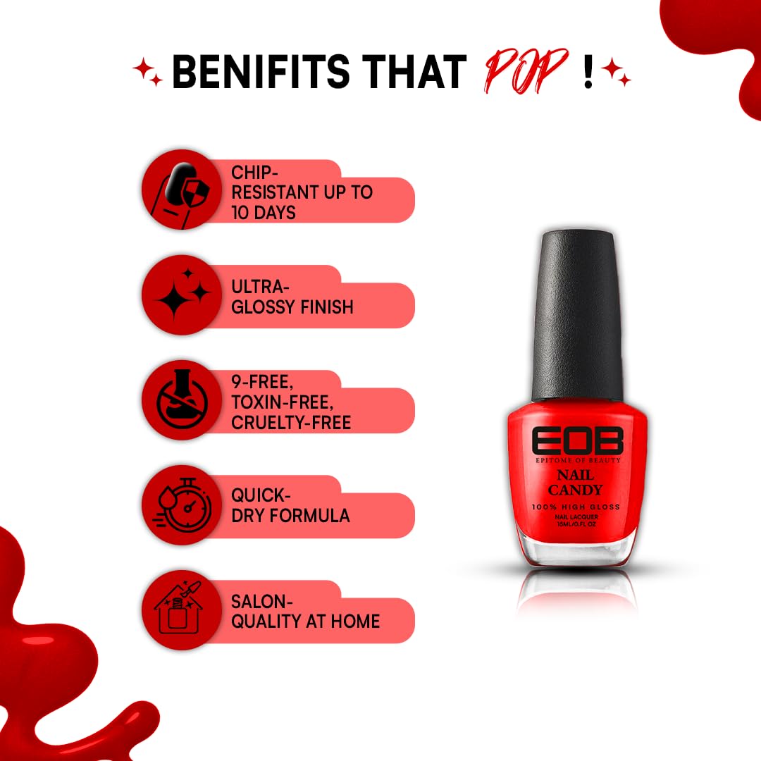 EOB Nail Candy Cherry Bomb Red Glossy Polish