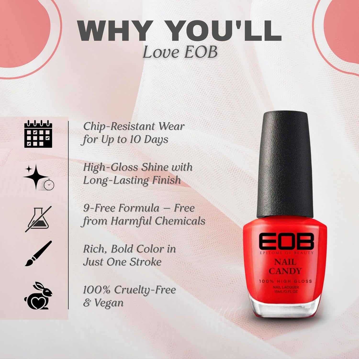 EOB Nail Candy Cherry Bomb Red Glossy Polish
