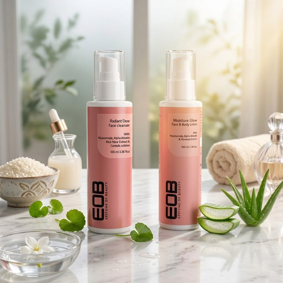Skin Barrier Protection - Radiant Dew Face Cleanser + Moisture Glow Lotion for Face & Body