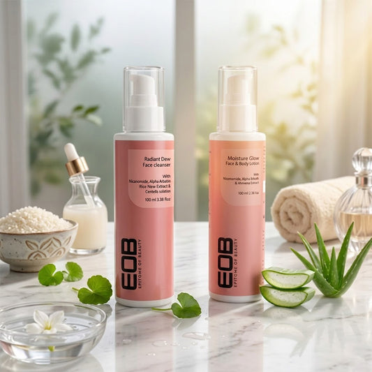 Skin Barrier Protection - Radiant Dew Face Cleanser + Moisture Glow Lotion for Face & Body